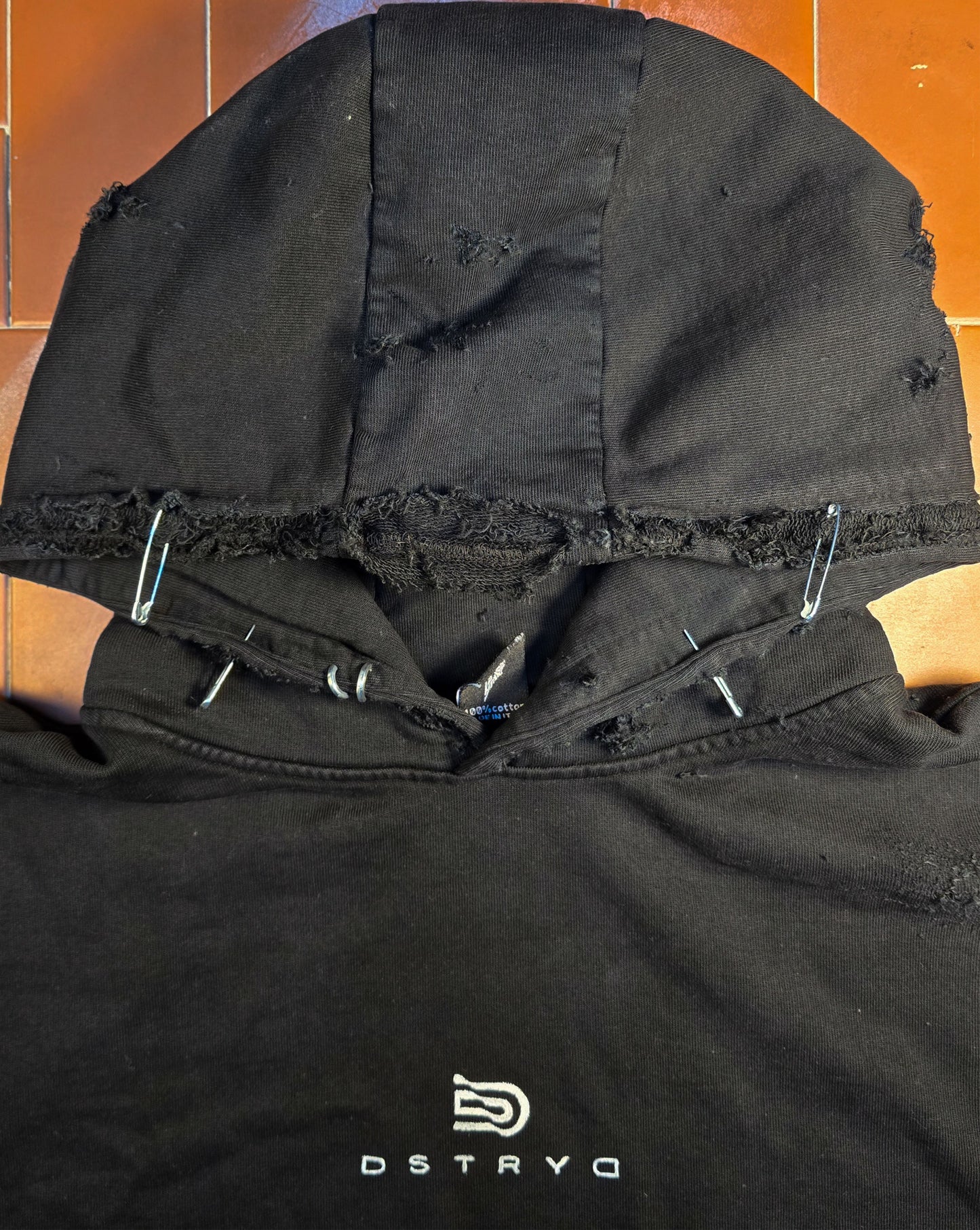 Destroyed Hoodie Black